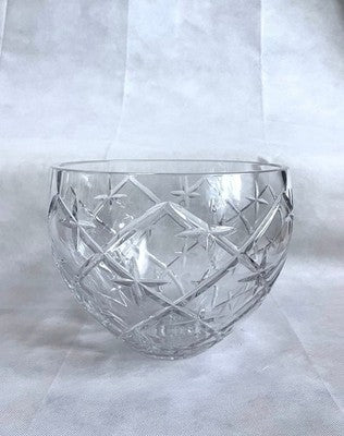 Vintage Large Cut Glass Serving Bowl 10" Meteorite Crystal Pattern Excellent