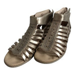 Earth Camellia Marconi Platinum Metallic Leather Gladiator Sandals 8M
