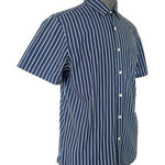 Banana Republic Men's Slim Fit Navy Striped Short Sleeve Shirt Size L VG