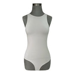 REORIA Women's Sleeveless High Neck Racerback Thong Bodysuit Grey XS Exc Cond
