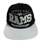 FSBN Kansas City Rams Vintage Snapback Hat Cap Black Gray One Size Adjustable