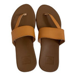 Reef Women’s Camel Brown Leather Slide Sandals Flats Size 9 New With Defect