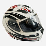 Zeus ZS-806 Full Face Motorcycle Helmet White Red Graphic DOT Approved Size S VG
