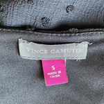 Vince Camuto Womens Blouse Size S Navy Swiss Dot V-Neck Smocked Cuff VG