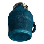Vintage Amphora Vase Matte Green Gold Drip Glaze Hand Painted Handled Ceramic VG