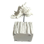 13" Tall White Murex Seashell Conch Nautical Decor Sculpture on Stand NWOT