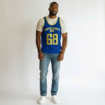 Unisex Athletic Jersey L Blue Yellow Reversible Tank Top DriFIT Mesh Performance