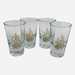 Arak Glasses Arabic Gold Calligraphy Clear Shot Glasses Set of 4 Lebanese VG
