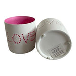 Holiday Lane LOVE Cutout Ceramic Votive Candle Holders Pink White Pair NWOT