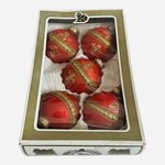 Vintage Krebs & Sohn Red Glass Christmas Ornaments Set of 5 Gold Glitter USA