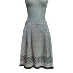Ann Taylor LOFT Grey Wool Silk Blend Tweed Skirt S 8 Knee Length Beaded Lace EXC