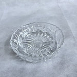 Vintage Pressed Glass Round Trinket Dish Starburst Sawtooth Rim 5.5x1.5" EXC