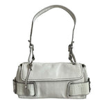 Vintage Franco Sarto White Leather Shoulder Bag Faux Croc Trim Y2K 10"x2"x6" G+