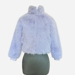 Art Class Faux Fur Jacket Cropped Zip Up Coat Womens M Lilac Purple Excellent