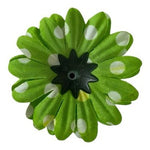 Green & White Polka Dot Fabric Flower Appliques 5pc DIY Craft 2.25in New