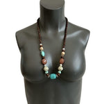 Boho Multicolored Acrylic Beaded Statement Necklace 29" Very Good