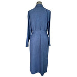 DKNY Denim Blue Long Sleeve Belted Midi Shirtdress Cotton Robe Dress Size 6
