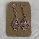 Rose Gold White Crystal Teardrop Dangle Earrings Fashion Jewelry NWOT