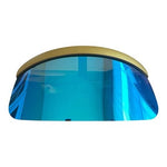 Tipsy Elves Gold Mirrored Blue Lens Full Face Shield Visor Sunglasses Hard Case