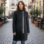 MANGO Black Lightweight Jacket Women’s Zip Front Coat Size M Pre-Loved Peacoat