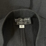 St John Collection Marie Gray Black Knit Wide Leg Pants Dragonfly Rhinestone S 8