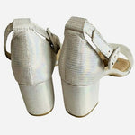 CL Chinese Laundry Jazz Clear Silver Iridescent Vinyl Block Heel Sandal Sz 7 NIB