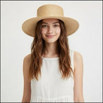 Lack of Color Natural 100% Straw Boater Hat Wide Brim Size Small 55cm Tan EXC