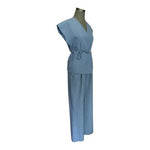 Sette Sette Womens 2-Piece Light Blue Boho Pant Set Made Italy Wrap Tie S/M NWT