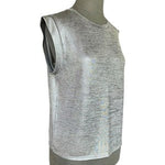 Porridge Womens Size M Metallic Silver Knit Sleeveless Crew Neck Top