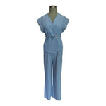 Sette Sette Womens 2-Piece Light Blue Boho Pant Set Made Italy Wrap Tie S/M NWT