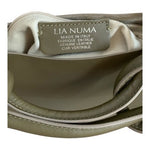 Lia Numa Italy Olive Green Calf Leather Tote Knot Handles Charm Logo Handbag EXC