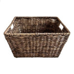 Large Brown Wicker Storage Basket Crate with Handles Home Organizer 16.5"x13"x10