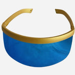 Tipsy Elves Gold Mirrored Blue Lens Full Face Shield Visor Sunglasses Hard Case