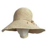 Crochet Raffia Look Wide Brim Bucket Sun Hat Packable Natural Tan 100% Paper VG