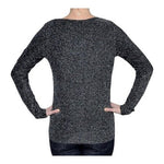 MICHAEL KORS Womens Blouse M Black Metallic Silver Lurex Long Sleeve Top EXC