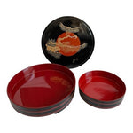 Vintage Japanese Urushi Lacquerware Sushi Oke Round Serving Set Lid 11.75" Sakai
