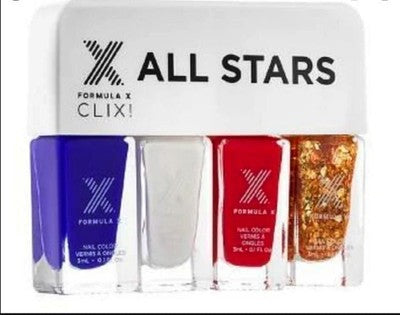 All Stars CLIX! Formula X Mini Nail Polish Top Coats Set 4 Travel Size NIB