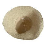 Crochet Raffia Look Wide Brim Bucket Sun Hat Packable Natural Tan 100% Paper VG