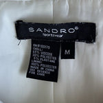 Sandro Paris White Belted Ruffle Trim Single Breasted Blazer Jacket Women M VG