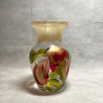 Vintage Hand Painted Glass Vase Tulips Floral Pattern