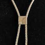 Vintage Gold Tone Square Pendant Crystal Bolo Tie Western Jewelry