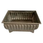 Vintage Brass Rectangular Footed Planter 18x15x10 Engraved Scalloped Jardiniere