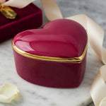 Vintage Chamart Limoges France Heart Trinket Box Pink Gold Trim 2"x2" Excellent