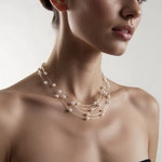 Diamond Boutique Multi Strand Floating Pearl Illusion Necklace 17" NIB