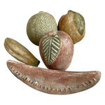 Vintage Mexican Terracotta Hand Painted Clay Fruit Set 5pc Folk Art 5-10" EXC