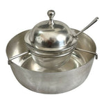 Vintage Silverplate Caviar Server Set Glass Bowl Lid Frame India VG