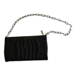 La Regale Black Beaded Purse Silver Chain Strap Evening Clutch Bag