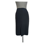 Jones New York Black Pencil Skirt Knee Length Pleated Back Slit Women's Size 10