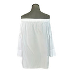 Beachlunchlounge White Off The Shoulder Blouse Top Boho Peasant Women's Sz M VG