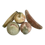 Vintage Mexican Terracotta Hand Painted Clay Fruit Set 5pc Folk Art 5-10" EXC